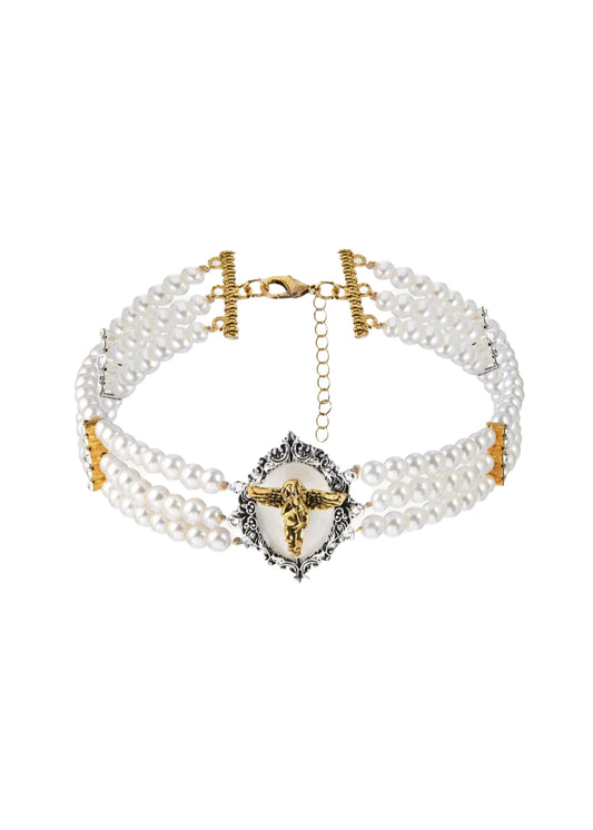 Angela Layered Pearl Choker Necklace