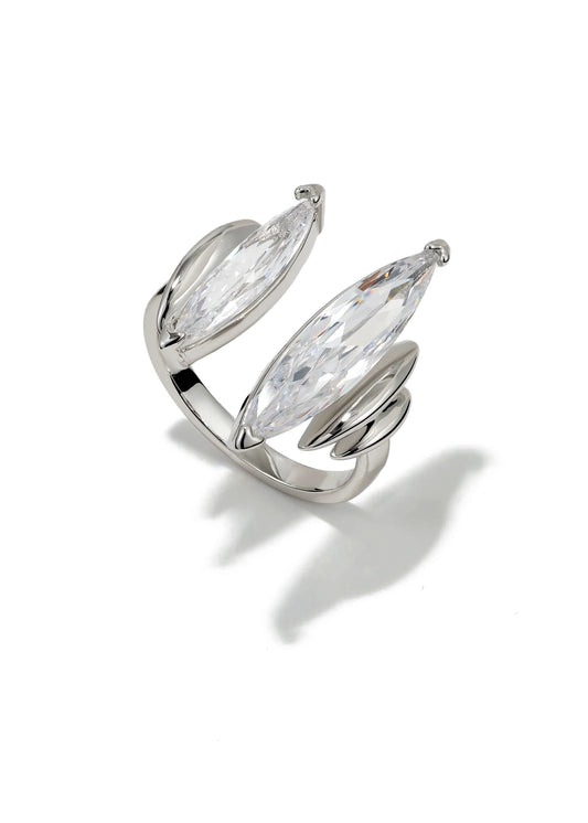 Horse Eye Zirconia Crown Open Ring