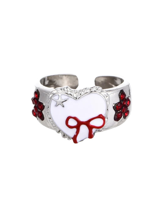 Alice Bow Heart Silver Ring