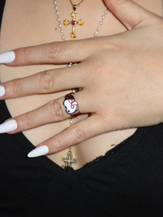 Alice Bow Heart Silver Ring