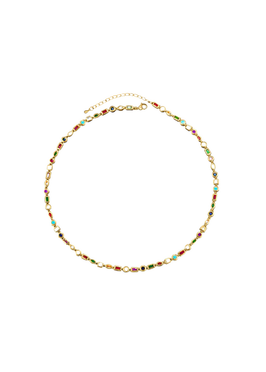 Multi Gemstone Chain Necklace