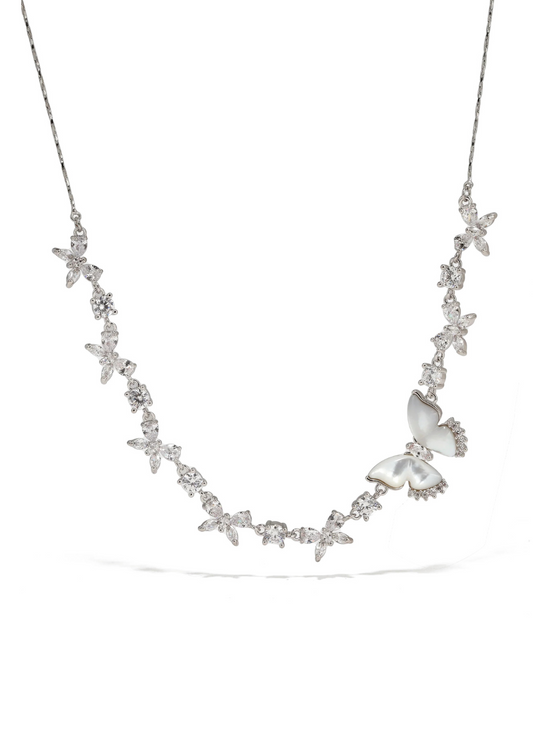 Shell Butterfly Zircon Necklace