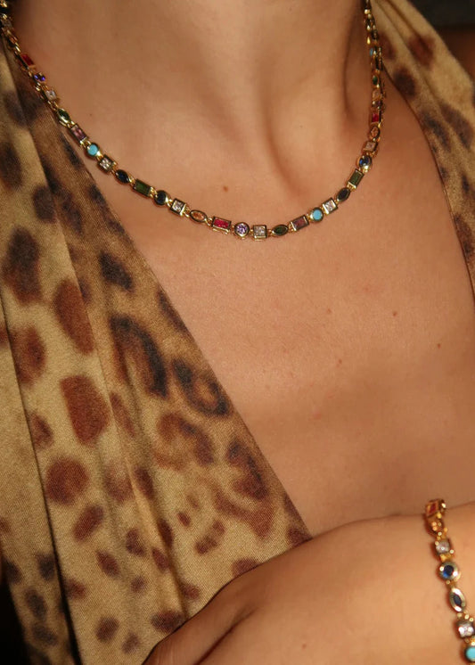 Multi Gemstone Chain Necklace