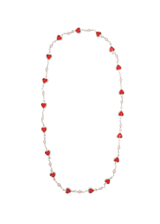 Red Hearts Pearl Necklace