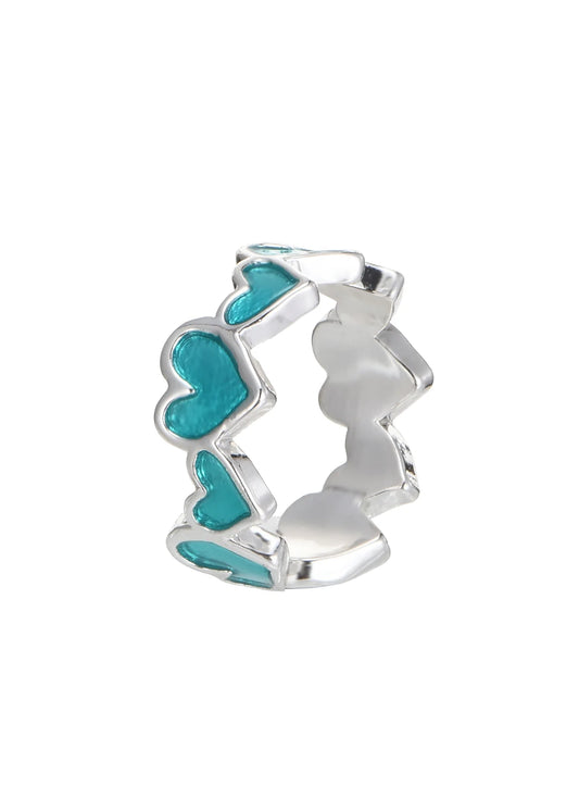 Blue Love Adjustable Silver Ring