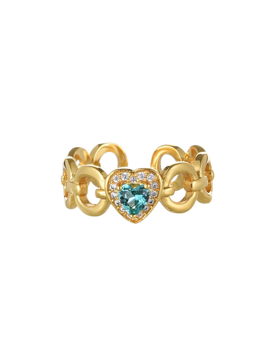 Tiffany Blue Heart Golden Ring