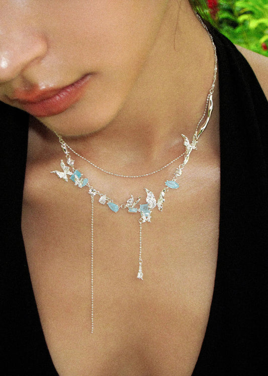 Lava Butterfly Double Layer Tassel Necklace