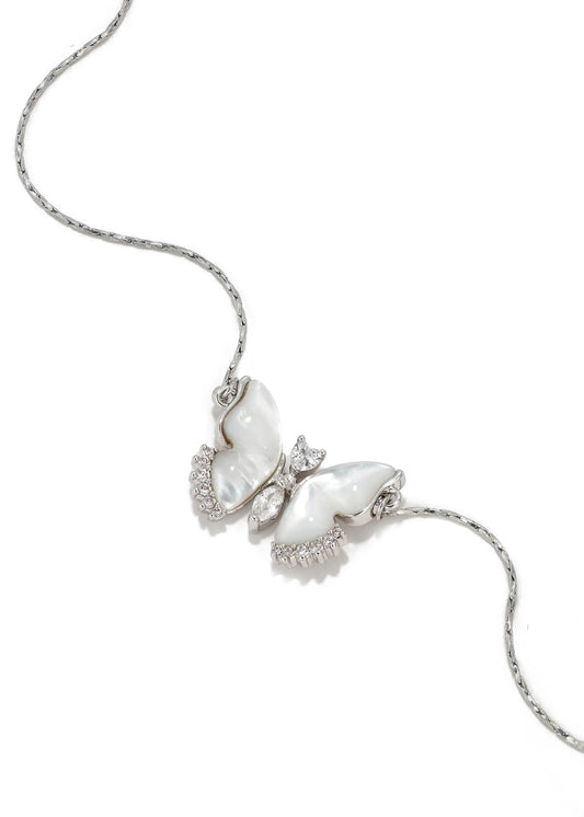 Shell Butterfly Fritillary Stone Necklace