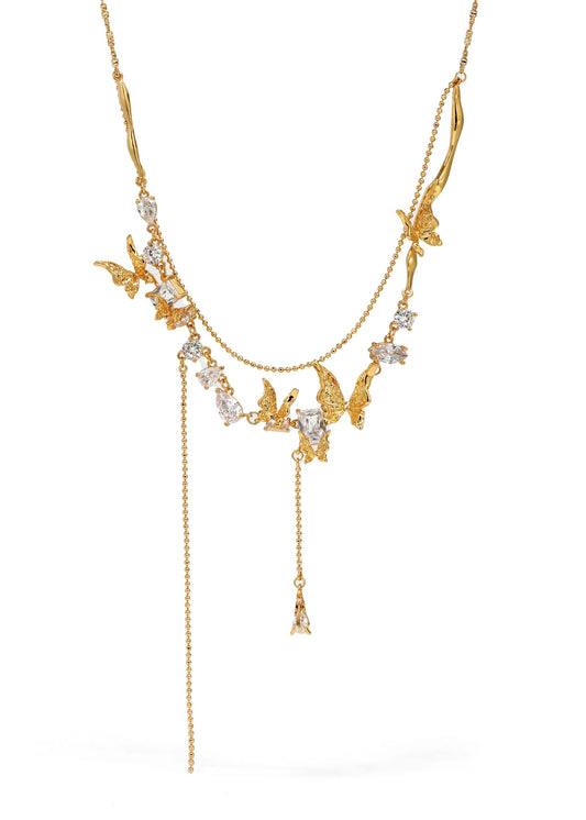 Lava Butterfly Double Layer Tassel Necklace