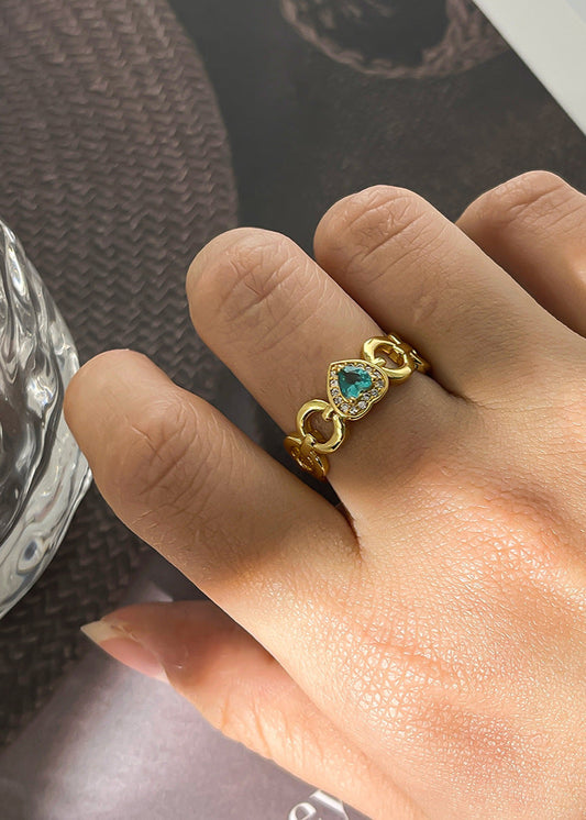 Tiffany Blue Heart Golden Ring