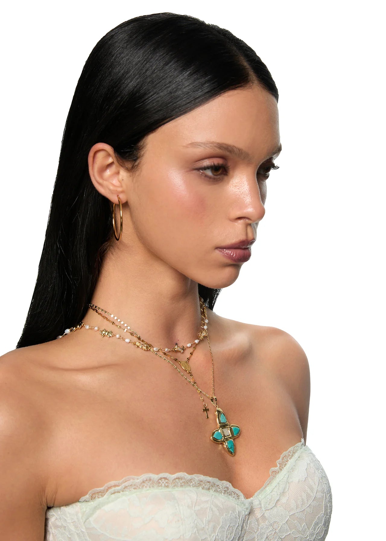 Celestial Stone Cross Necklace