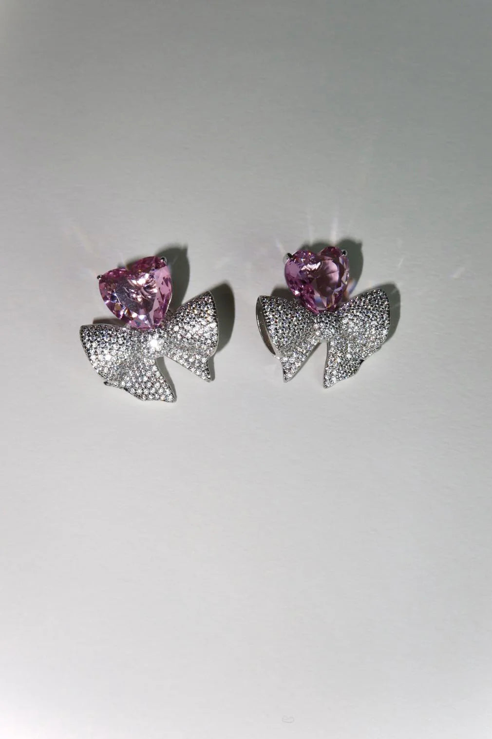 Romy Heart Bow Crystal Earring