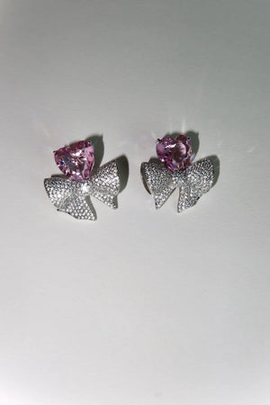 Romy Heart Bow Crystal Earring