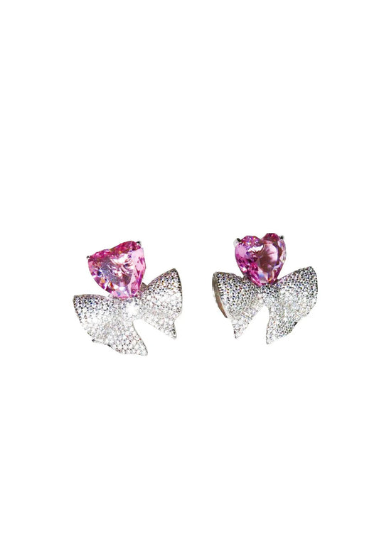 Romy Heart Bow Crystal Earring