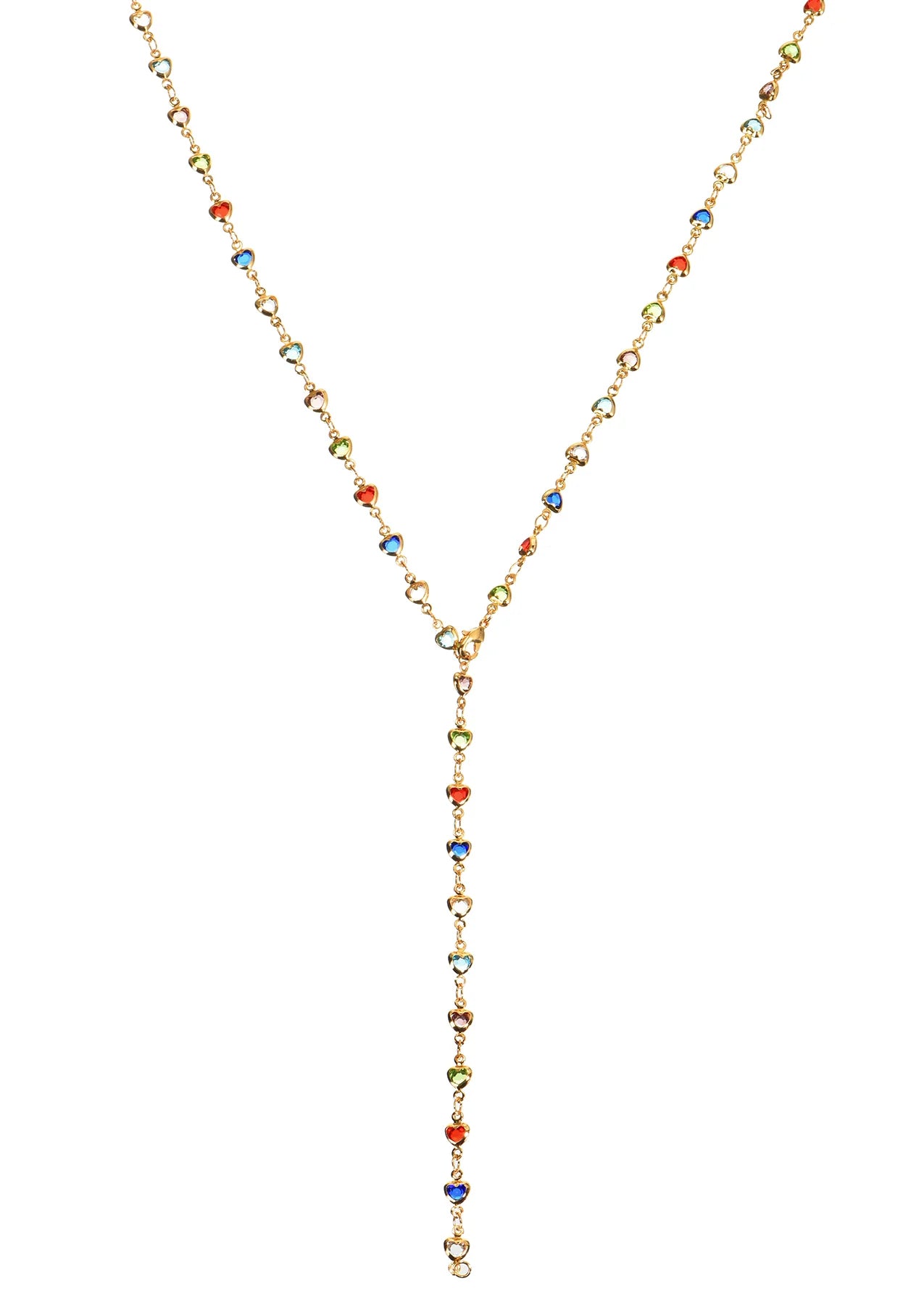 Michelle Colorful Hearts Love Golden XL Long Necklace