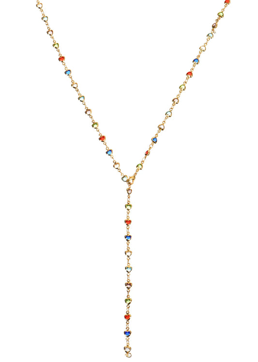 Michelle Colorful Hearts Love Golden XL Long Necklace