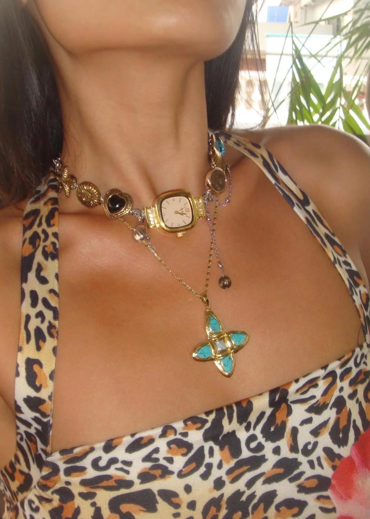 Celestial Stone Cross Necklace