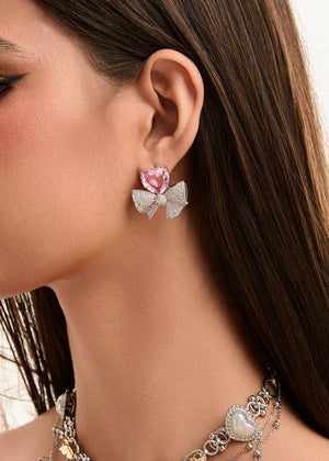 Romy Heart Bow Crystal Earring