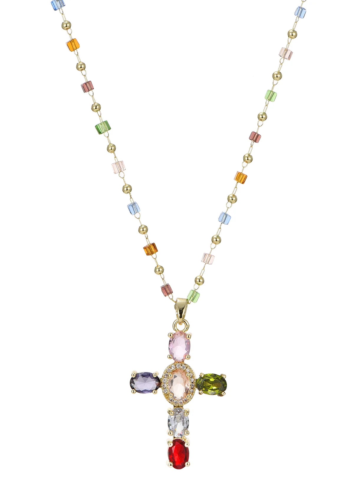 Aurora Crystal Cross Necklace