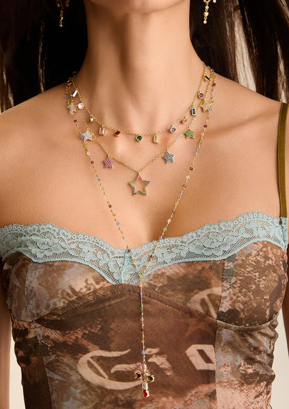 Colorful Crystal Golden Necklace