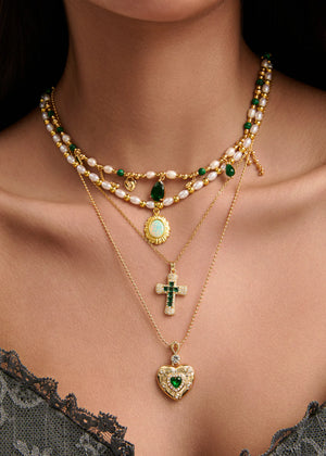 Green Romantic Golden Necklace