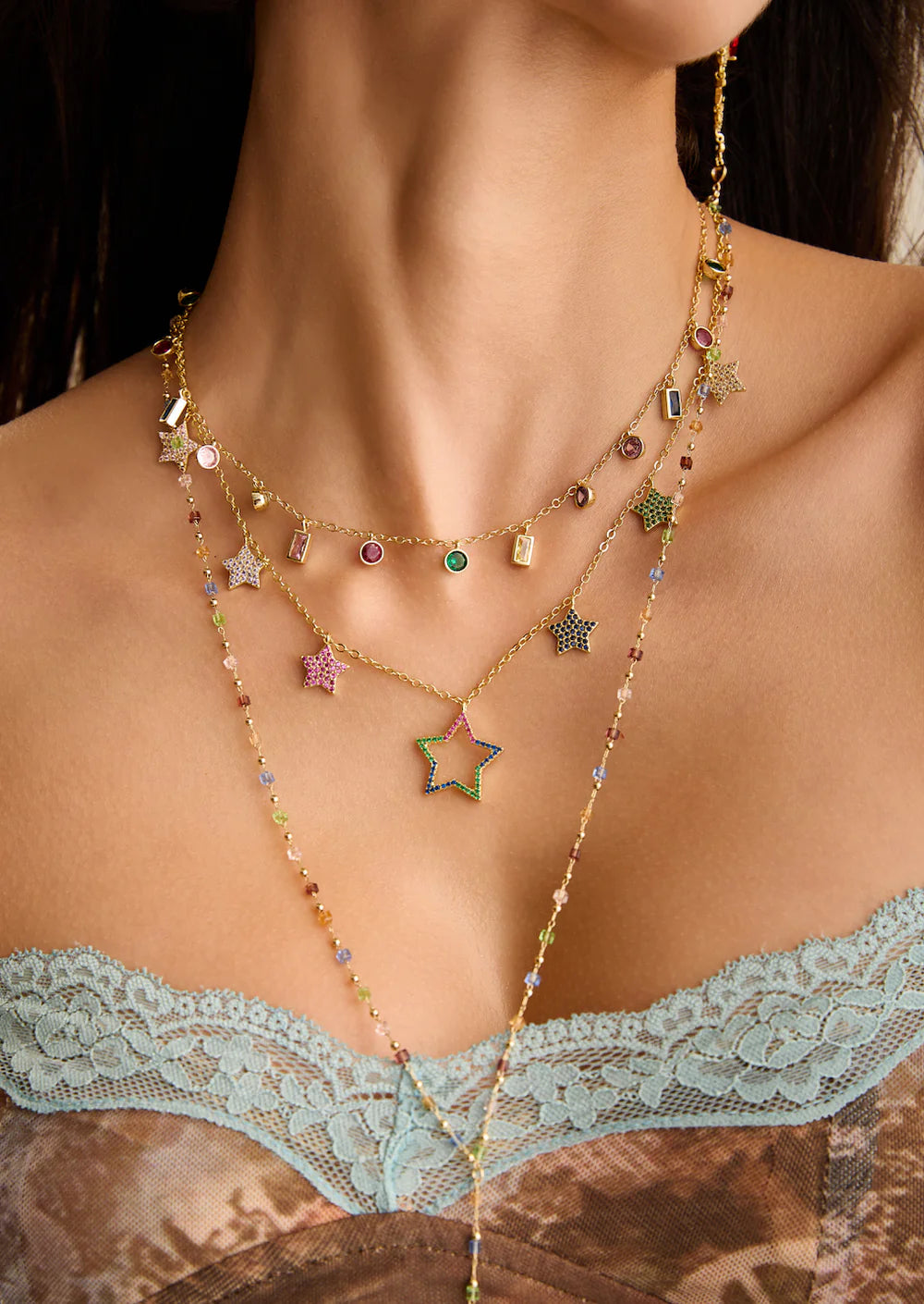 Colorful Crystal Golden Necklace