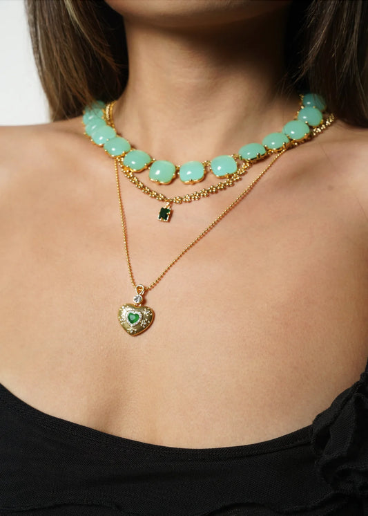 Green Love Gemstone Necklace