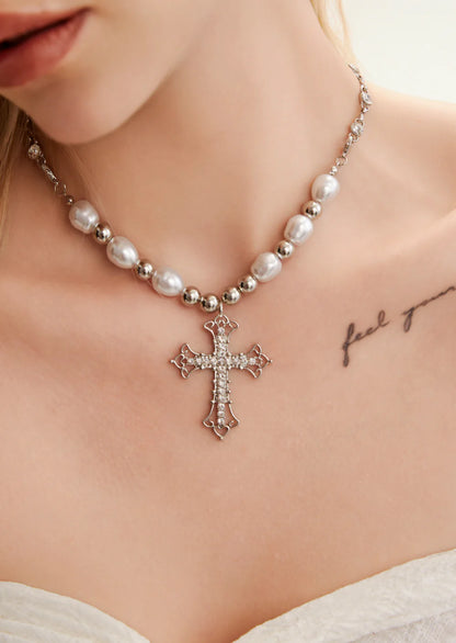 Pearl Cross Necklace