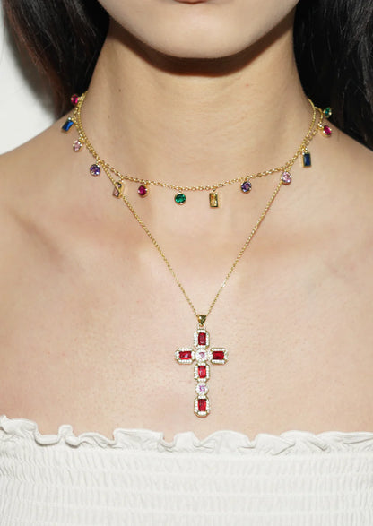 Colorful Crystal Golden Necklace