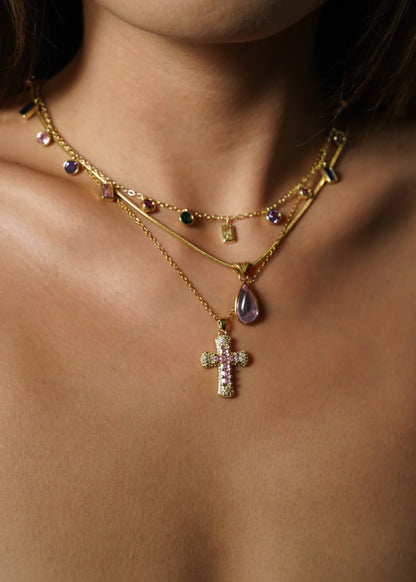 Colorful Crystal Golden Necklace