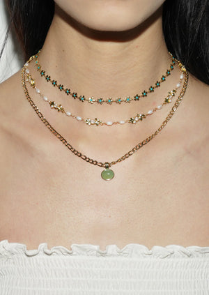 Golden Green Stone Necklace