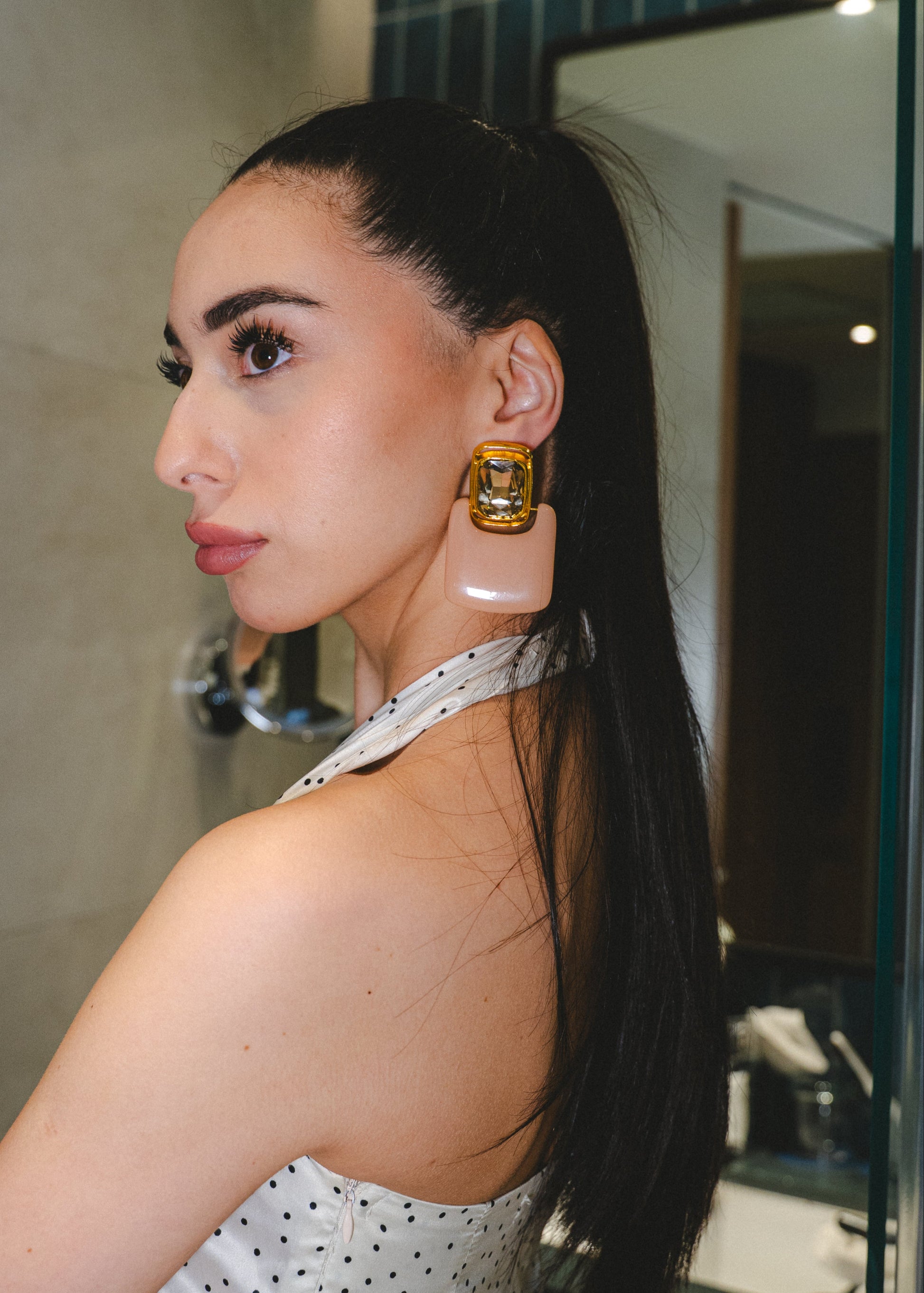 Peach Luxe Statement Earrings