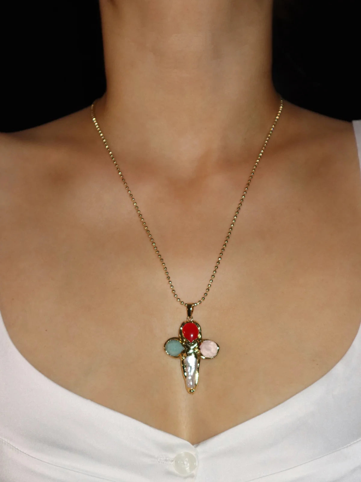 Prism Aura Cross Necklace