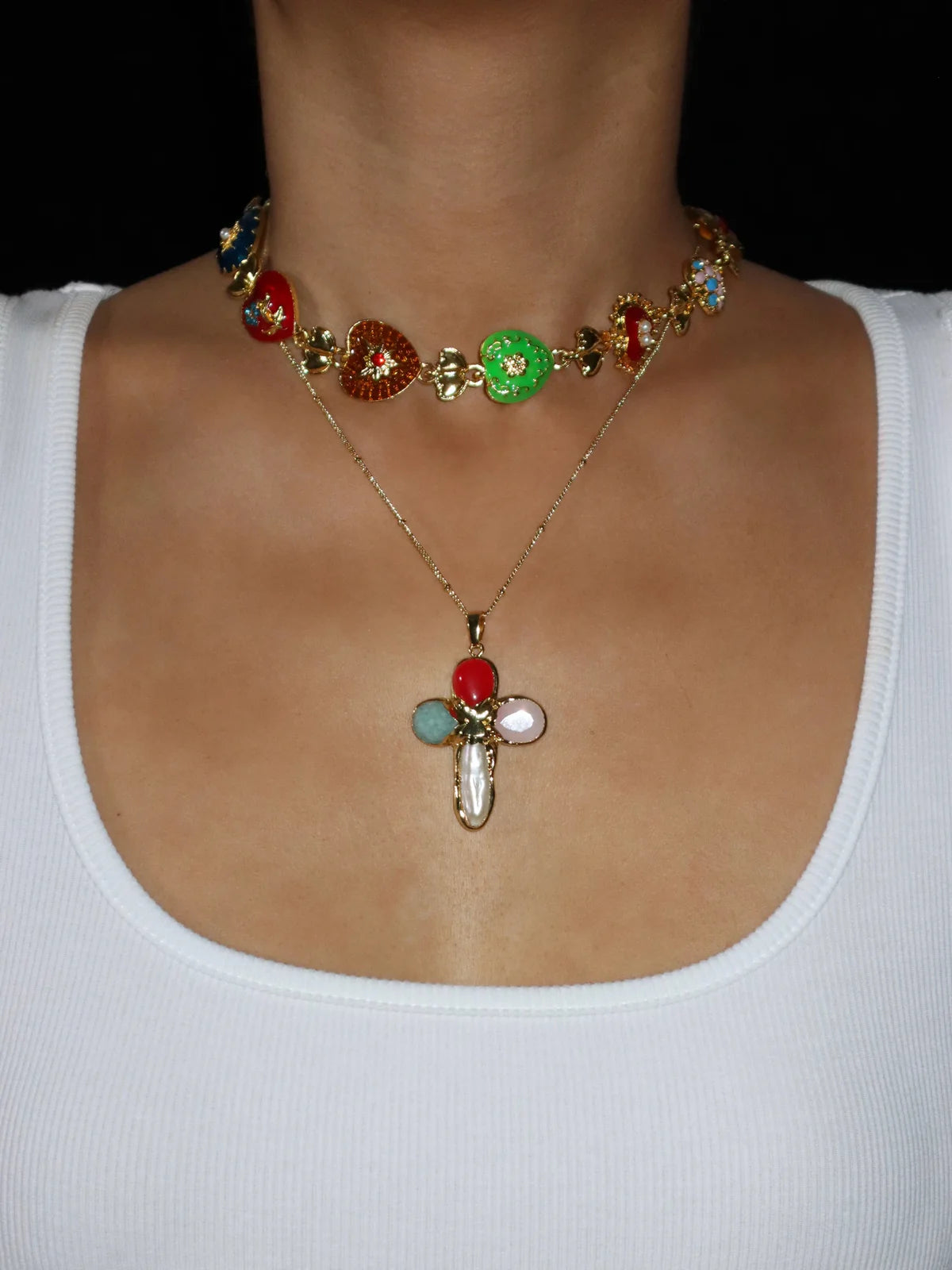 Prism Aura Cross Necklace