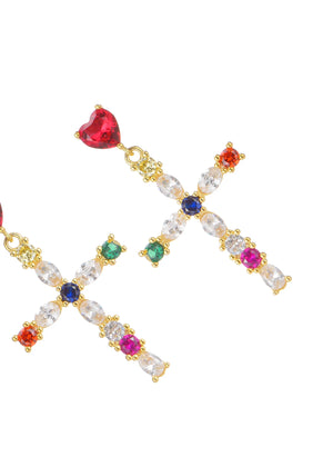 Amour Colorful Love Cross Earrings