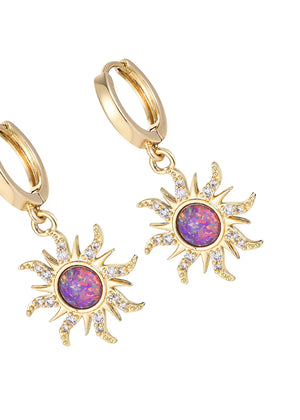 Kasey Pink Sun Opal Golden Earrings