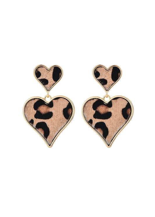 Leopard Love Hearts Earrings