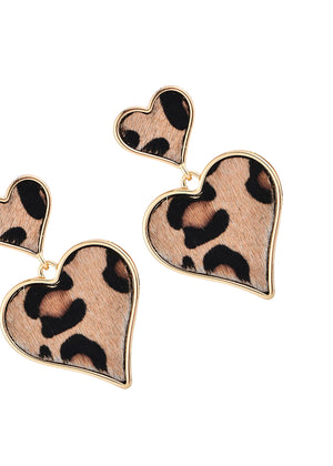 Leopard Love Hearts Earrings