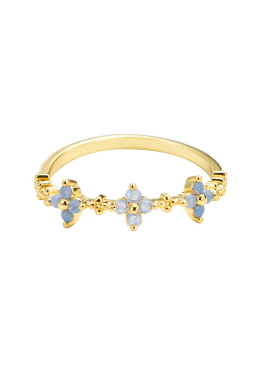 Snow White Mini Blue Clover Ring