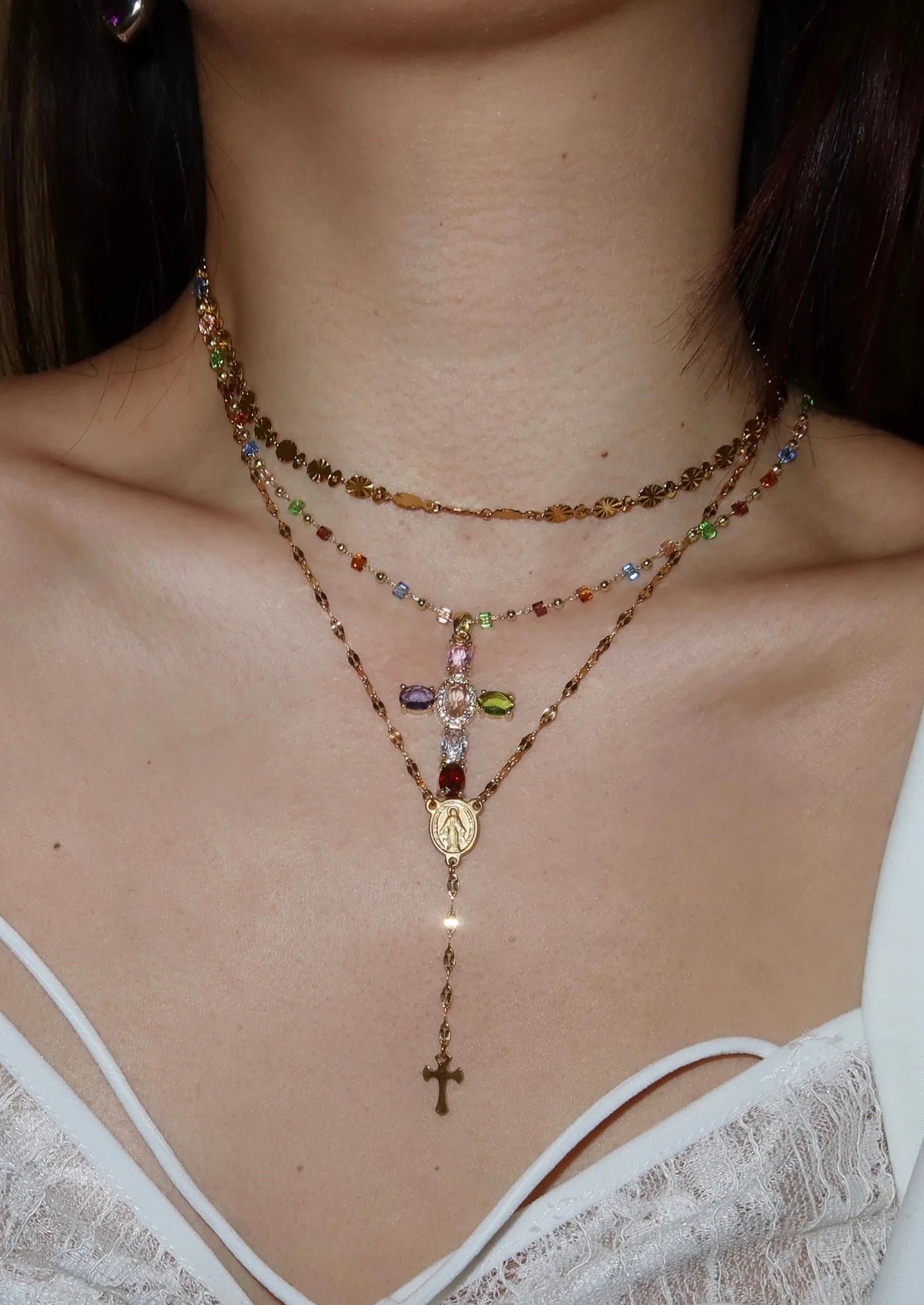 Aurora Crystal Cross Necklace