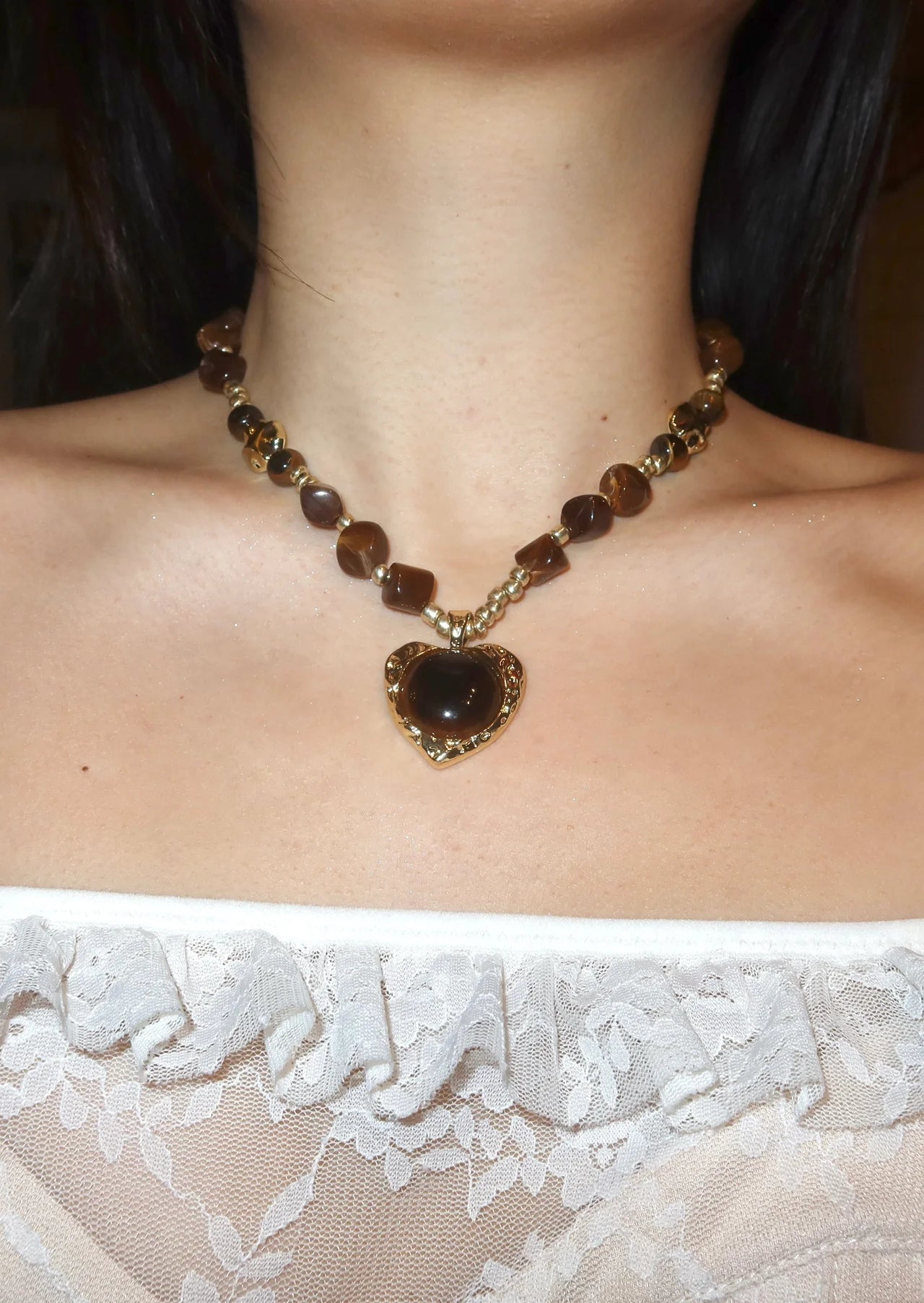 Brown Stone Golden Necklace