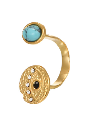 Eye Turquoise Stone Golden Ring