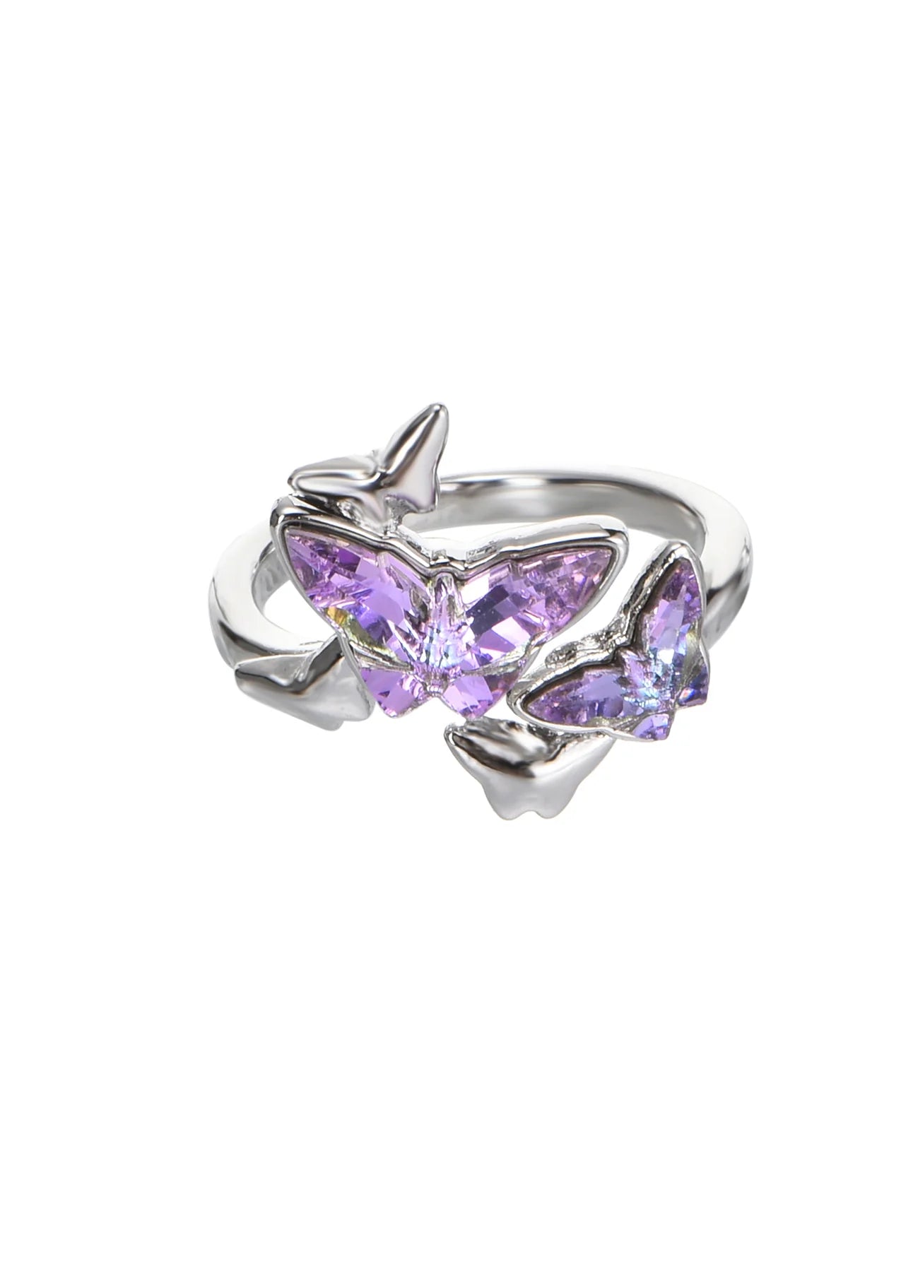 Crystal Purple Butterfly Ring