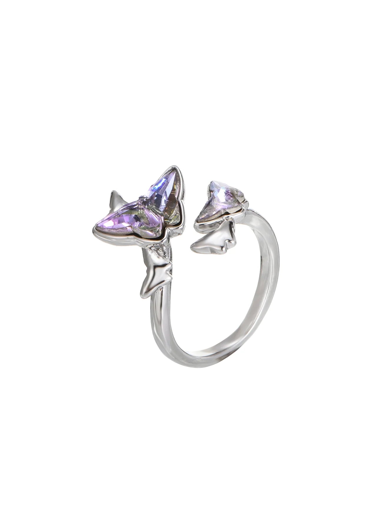 Crystal Purple Butterfly Ring