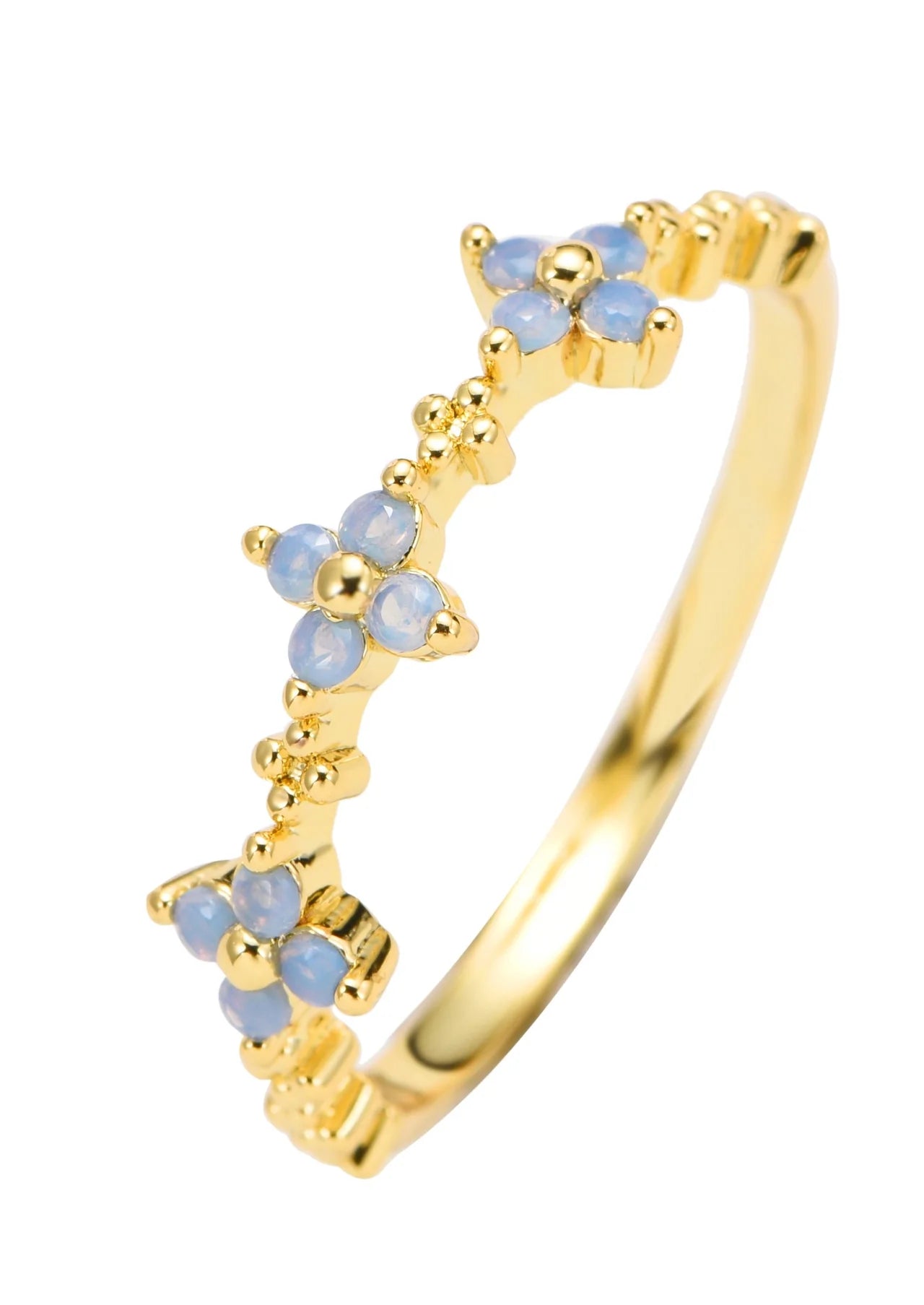 Snow White Mini Blue Clover Ring