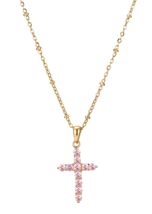 Rosy Gold Cross Necklace