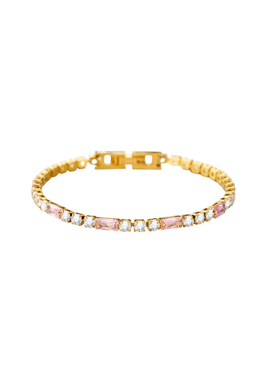 Pink Glittering Golden Bracelet
