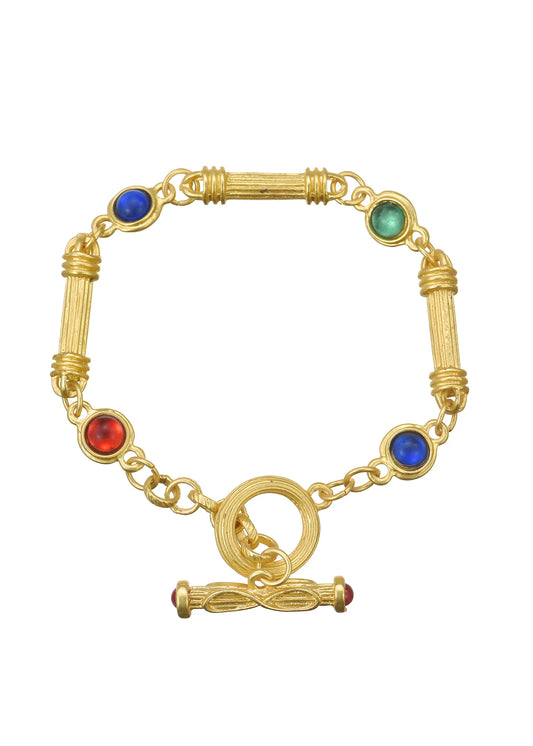 Colored Stone Vintage Golden Bracelet