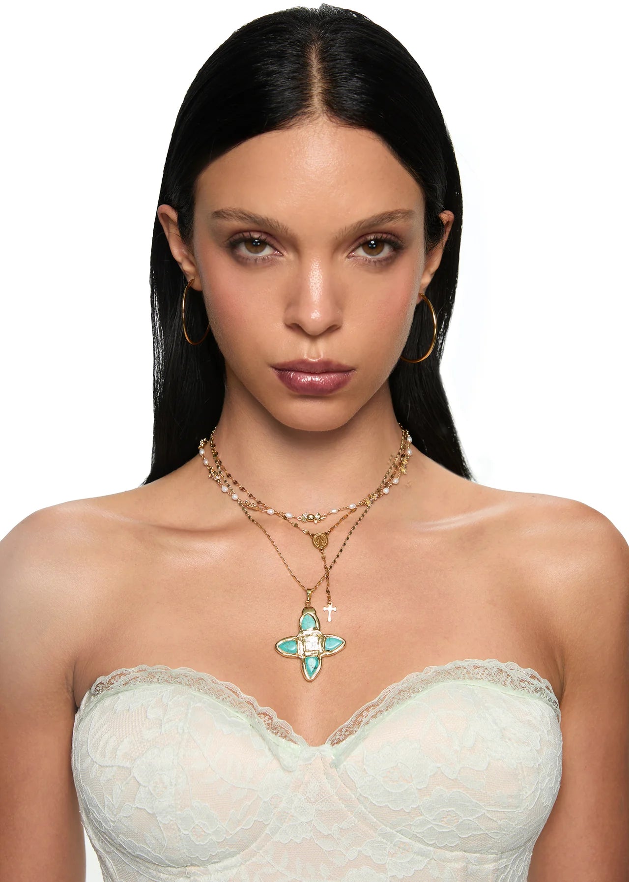 Celestial Stone Cross Necklace