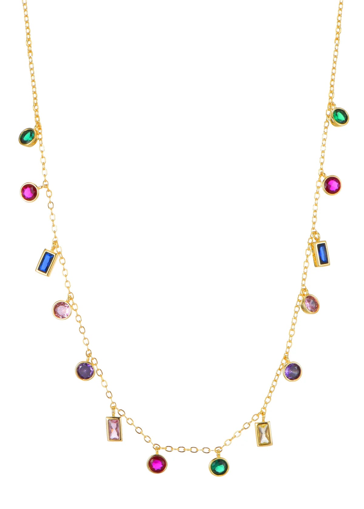 Colorful Crystal Golden Necklace